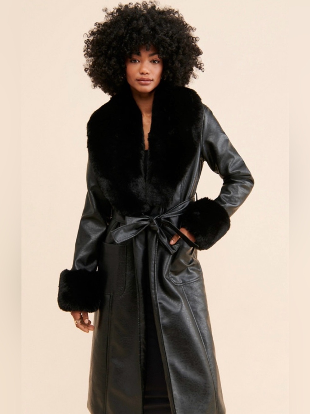 Hutch Stevie Longline Vegan-Leather Coat